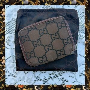 Gucci Dark Brown GG Zip Wallet